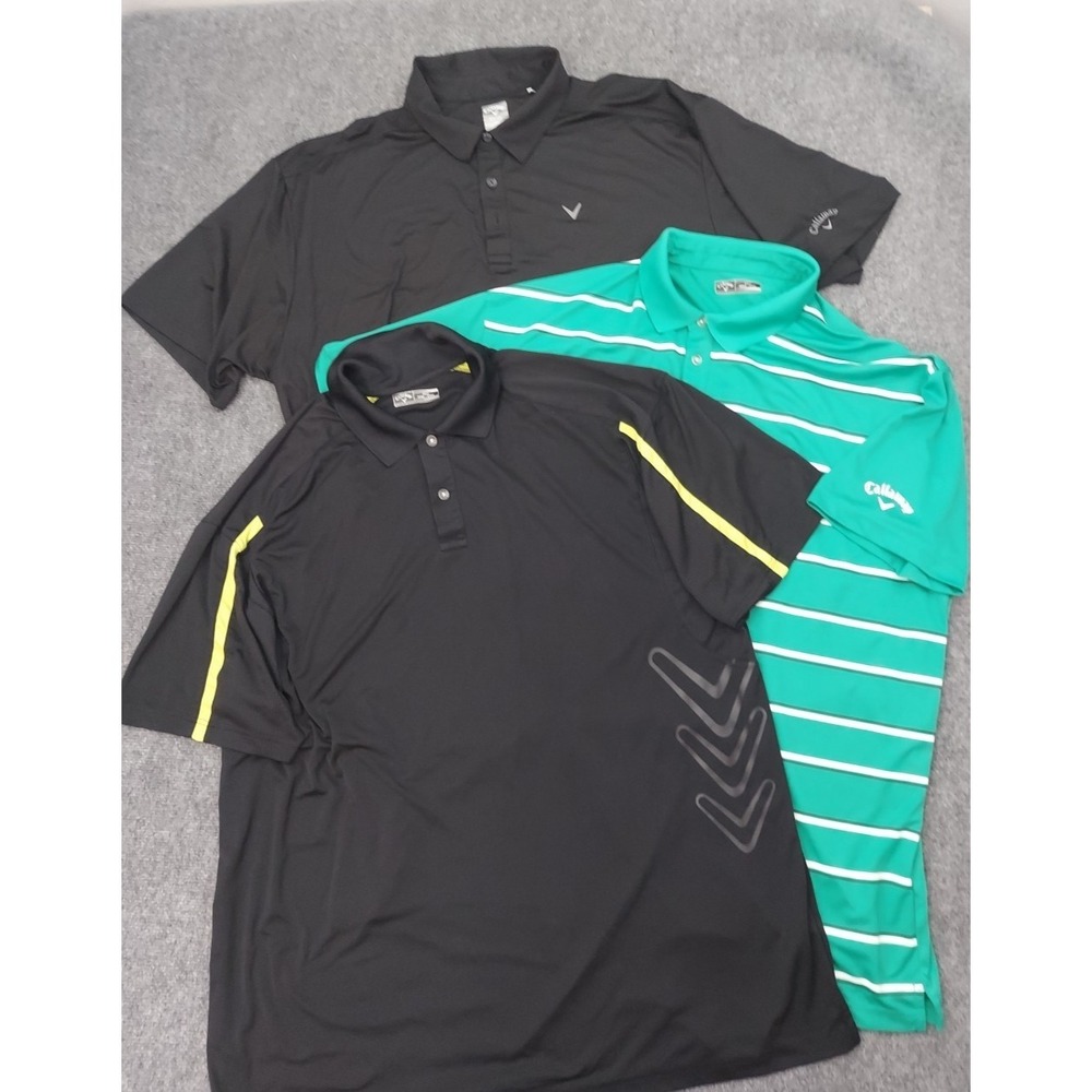 Callaway Men’s Polo Lot - Black and Teal Striped